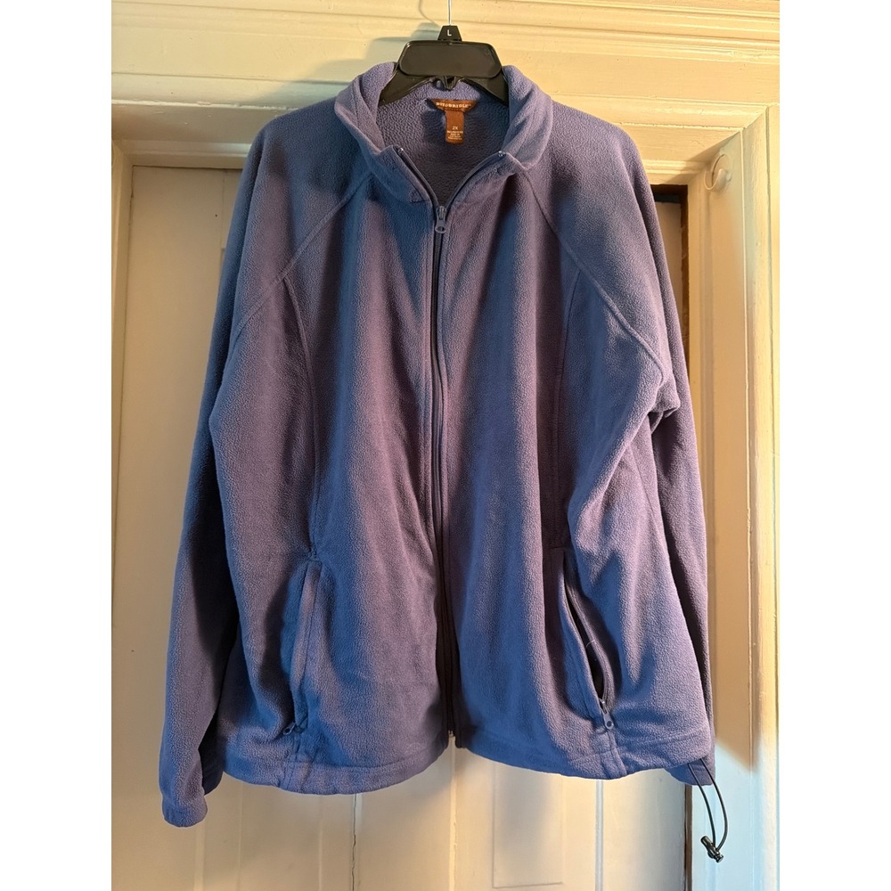 Bit & Bridle Womens 2X Blue Fleece Full Zip Jacket Neck Raglan Sleeve Pockets